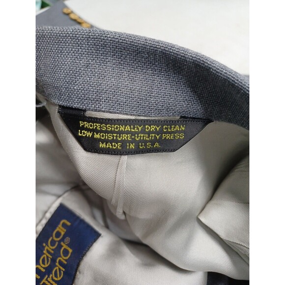 Vtg American Trend Mens Blazer Jacket Gray 44R Gold Buttons - Picture 8 of 8